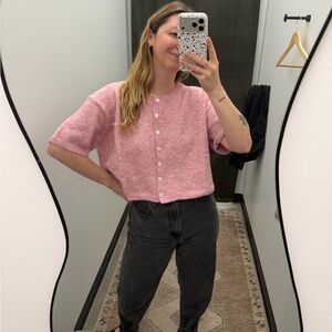 Pink Short Sleeve Cardigan